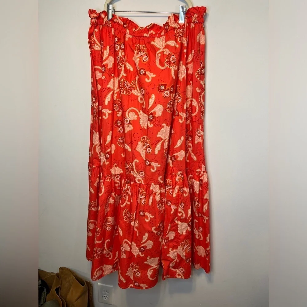 A.L.C Francis Cotton Tiered Midi Skirt in Calla Multi Sz 14